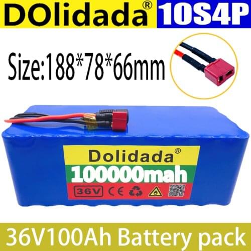 Batterie 10S4P de 36V, 2021 ah, 1000W, 42V, 100000mAh, pour velo electrique, BMS integre, chargeur 42V, 2a
