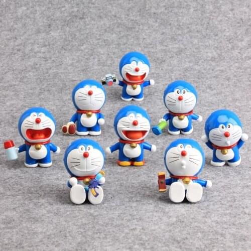 Anime 8 Pcs/Set Doraemon PVC Action Figure Model Toy Doraemon Figure Toys Children Best Gift 4.5-5.5 CM