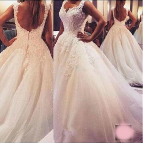 Ball Gown Bride Open Back Style with Lovely Lace Appliques casamento 2018 hot sexy vestido de noiva Mother of the Bride Dresses