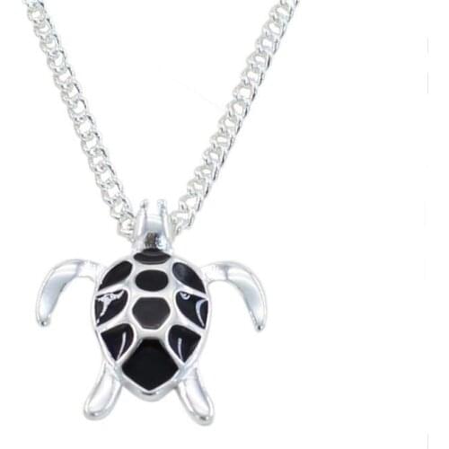 New Fashion Mini Black Enamel Sea Turtle Pendant Necklace Link Chain Animal Wedding Ocean Beach Jewelry Lovely Turtle Necklace