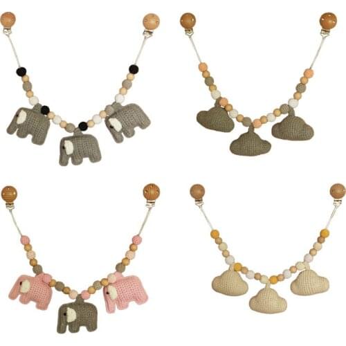 Wooden Handmade Crochet Baby Gym Hanging Pendants Toys Baby Pram Clip Toys Baby Stroller Rattle Bed Bell Mobile Rattles Toy