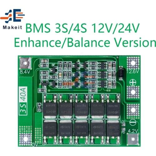 Equalizer 18650 Li-ion Lithium Battery Charger Protection Board Smart BMS 3S/4S 12V/24V 6A/10A/20A/25A/40A/60A Enhance/Balance