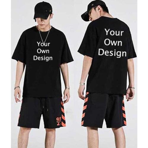 Coustom Your Design T Shirts Men Streetwear Hip Hop Oversize Tees DIY Logo Printed Tshirts Harajuku Cotton Half Sleeve Wholesale