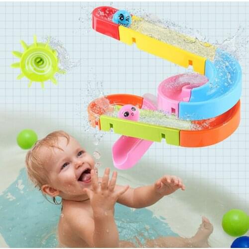 Baby Bath Toys DIY Assembling Track Slide Suction Cup Orbits Bathroom Bathtub Shower Toy Duck Water Toys For Children BoysGirls