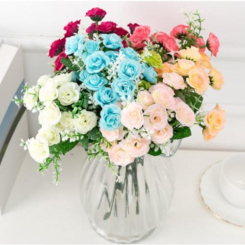 High-grade flower simulation 5 fork 15 Mini 1PCS Rose Flower decoration Home Furnishing simulation