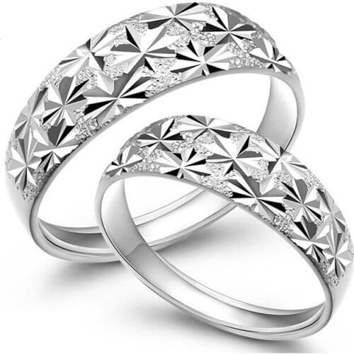 925 Sterling Silver Color Couple Ring For Lover Women Men Star Design Lover Engagement Wedding Rings Jewelry S925 Fine Jewelry