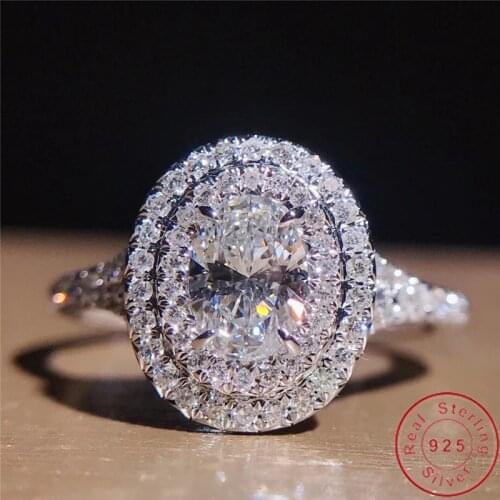 Handmade Lab Diamond Ring 100% Original 925 sterling silver Engagement Wedding band Rings for Women Bridal Charm Fine Jewelry