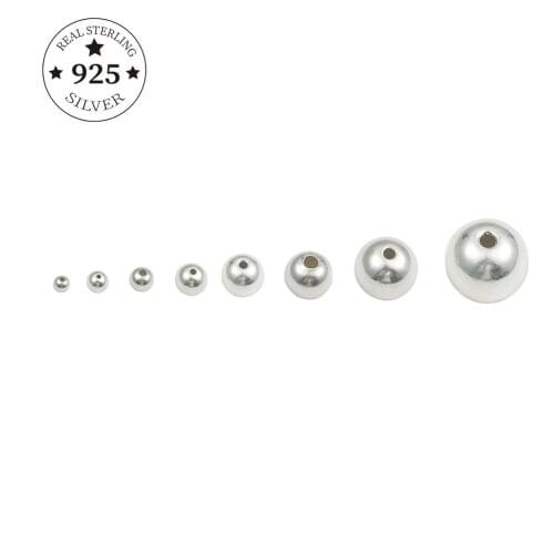 925 Sterling Silver Findings Ball End Beads Round Loose Spacer Beads 2-10mm For Handcraft Bracelet Neckalce Jewelry Making