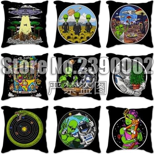 Cartoon alien Cushion Cover Throw Pillow Covers Cartoon Home Decor Soft Pillowcase for Sofa Bed Decorative Cases 45x45cm