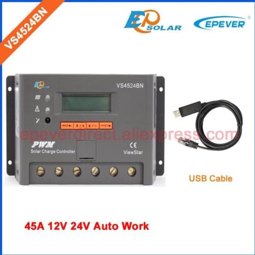 VS4524BN New PWM series Lcd display screen with USB cable Solar power bank controller 45A 45amps 12V 24V Work
