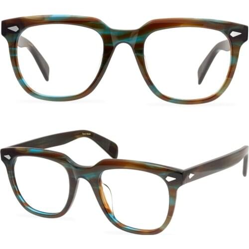 Vintage eyeglass frame for women oversized frame square striped reading optical glasses green yellow transparent glasses lunette