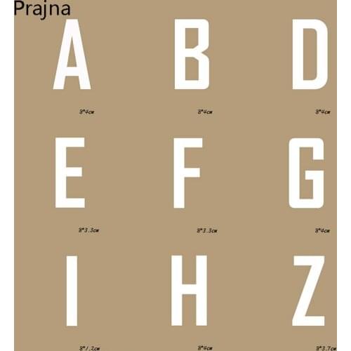 Prajna Alphabet Patches Termoadhesivos Letter Stickers Heat Transfer Patch Logo Garment Applique White English Letter Pattern F