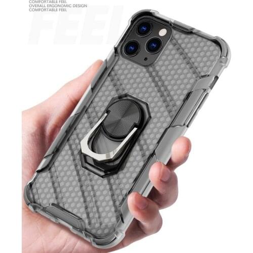 Shockproof Phone Case For iPhone 11 case 11 Pro Transparent Hybrid Armor Holder ring case for iPhone 11 Pro Max