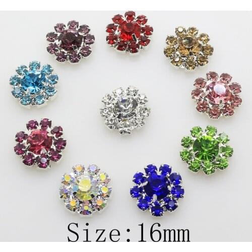 New 10Pcs/lot 16mm Flat back Crystal Rhinestone Button DIY Decoration button for wedding decoration Diy Alloy Bow Accessories