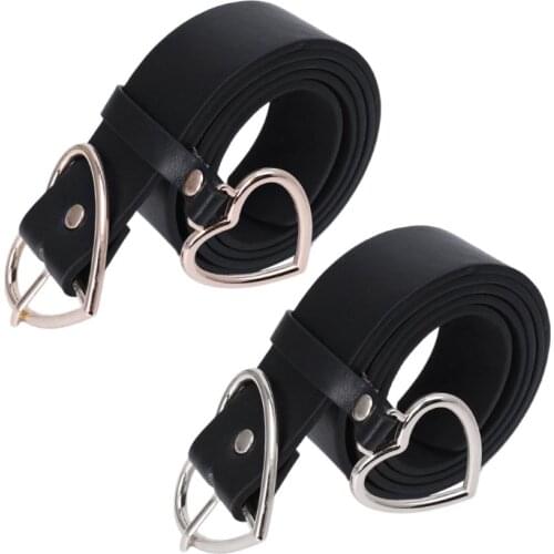 652F PU Leather Belt for Women Metal Heart Corset Wedding Party Dress Harajuku Belt