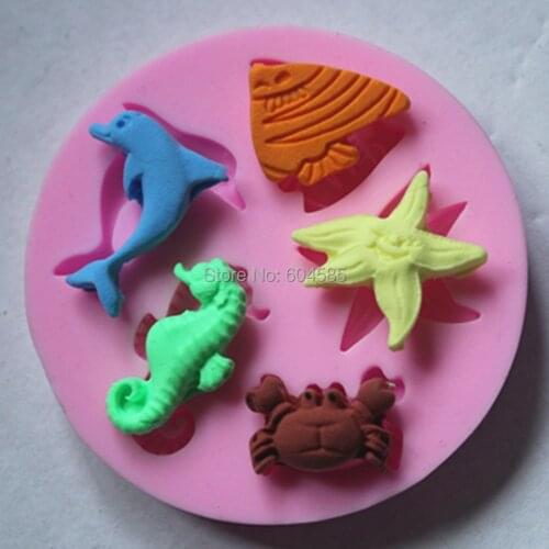 FM085 sea animal series Silicone 3D Mold Cookware Dining Bar Non-Stick Cake Decorating fondant soap mold