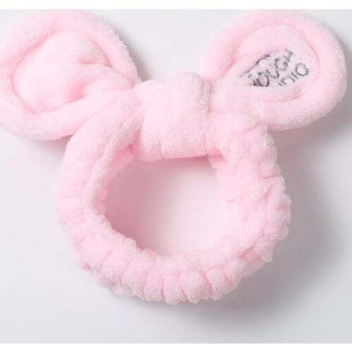 Cute plush rabbit ear hair band wash lady headband bathroom bathing fashion bear headdress girl hair accessories for women