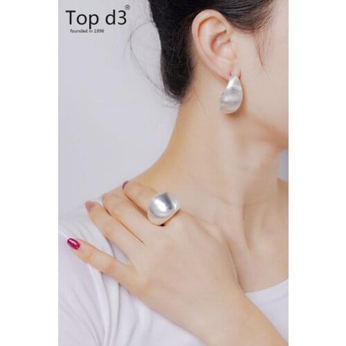 Top d3 Fashion Statement Earrings And Ring Big Geometric Earrings For Women Hanging Dangle Earrings Modern Female Jewelry