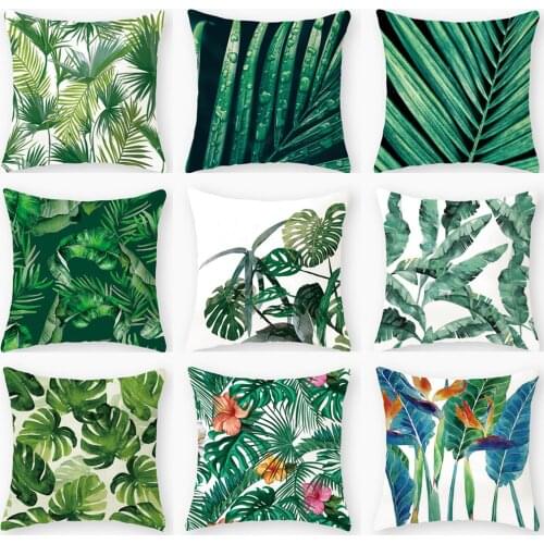 Tropical Plants Pillow Case Polyester Decorative Pillowcases Green Leaves Throw Pillow Case kussensloop almohada poszewka