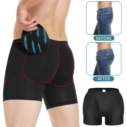 Mens Padded Shapewear Hip Enhancer Butt Lifter Slimming Body Shaper Compression Shorts Boxer Enhancing Underwear Control Panties