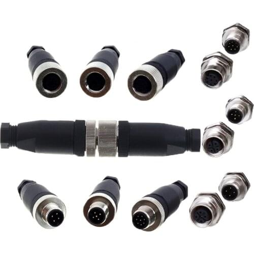 Waterproof IP67 Male Female Screw Crimp 4 5 8 Pin M12 Aviation Connector Plug Socket Nauticacl Aerospace Electronic Transducer