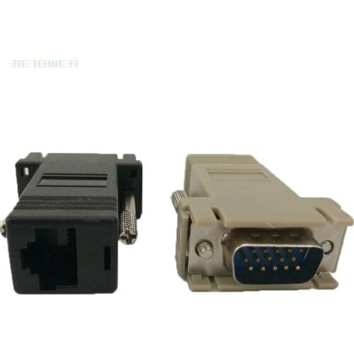 High Quality Network Cable Adapter VGA Extender Male To LAN CAT5 CAT5e CAT6 RJ45 Female 100PCS/LOT