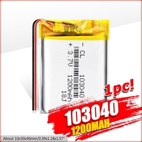 YCDC 1200mAh 3.7V 103040 Lithium Polymer Rechargeable Battery For MP3 MP4 GPS PSP VR DVR DVD mobile video game Tablet Power bank