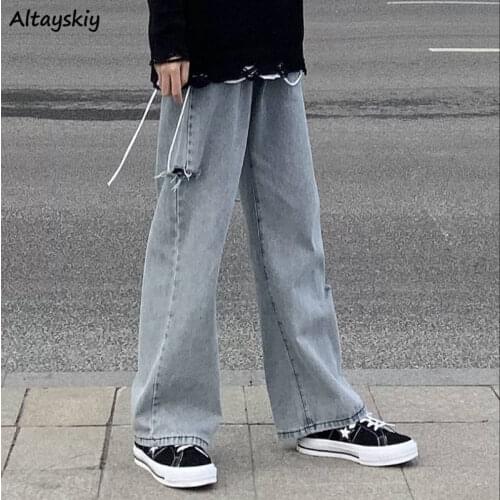 Jeans Women Korean Style All-match High Waist Straight Chic Comfortable Simple Students Streetwear Leisure Zipper Full-length
