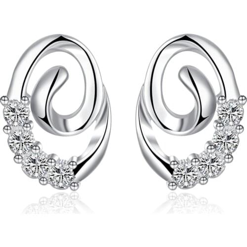 Best-selling creative jewelry 925 sterling silver rotating zircon earrings elegant ladies accessories fashion salon