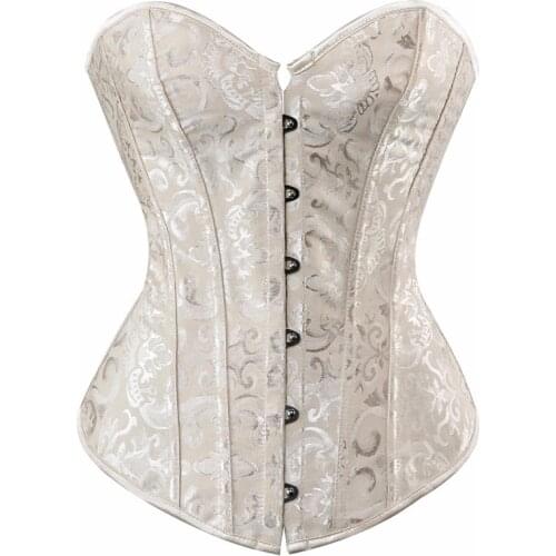 Women Jacquard Floral Sexy Overbust Corsets Bridal Wedding Lingerie Bustiers Push Up Waist Body Shaping Corset Top
