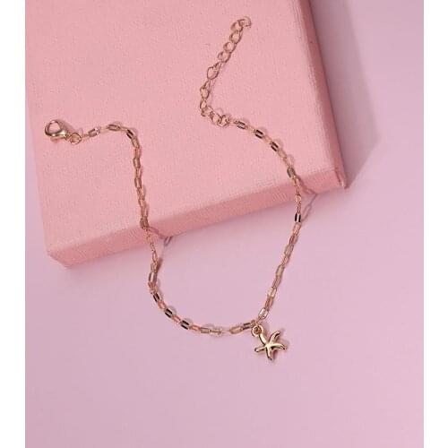 Coxeer 1pc Fashion Alloy Starfish Decor Anklet Creative Adjustable Simple Alloy Anklet Chain Jewelry Accessories For Women Girls