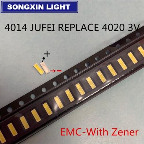 100pcs 4014 Replace 4020 SMD LED Beads Cold white 0.5W 3V 150mA For TV/LCD Backlight LED Backlight High Power LED EMC