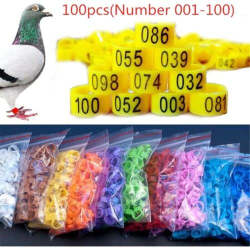 100PCS Bird Rings Leg Bands For Pigeon Parrot Poultry Clip Rings Number 1-100