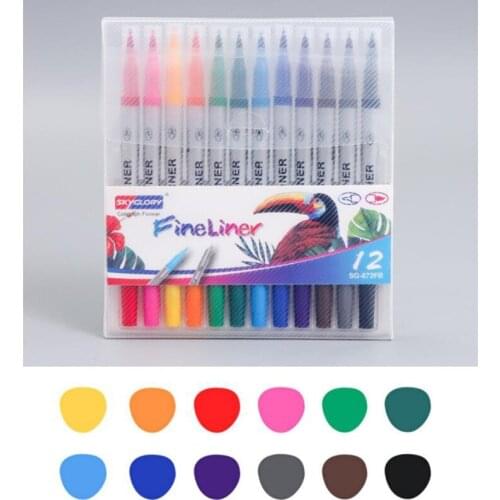 12/18/24/36Pcs Dual Tip Flexible Color Brush Fineliner Watercolor Drawing Pen D08A