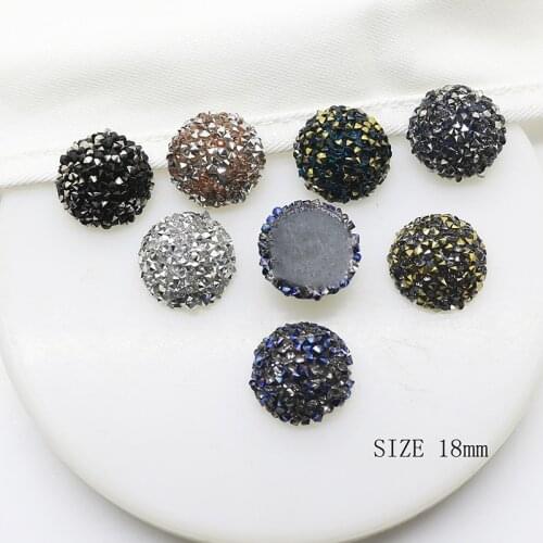 18MM Creative Semicircle Resin Crystal Buttons 16 color Rhinestone Flat Back Button Embellishment Hair Flower Center Decoration
