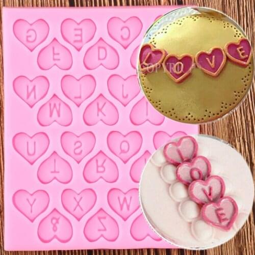3D Heart Letters Silicone Mold Baby Birthday Fondant Cake Decorating Tools Chocolate Candy Molds DIY Kitchen Baking Mould