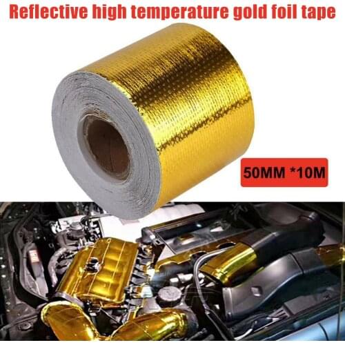 50mmx10M Reflective High Temperature Gold Roll Adhesive Heat Shield Wrap Tape Packing Accessory Best Price