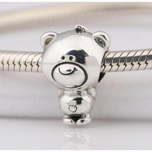 S925 Bead Bear Animale Charm fit Lady Bracelet Bangle DIY Jewelry