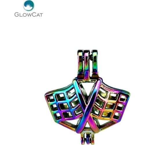 C631 5pcs/lot COLORS Multicolor Flag Beads Cage Pendant Locket Fairytale Party Essential Oil Diffuser