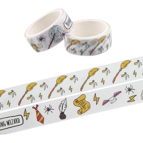 Ransitute R1217 Movie Magic School Magic Broom Young Wizard Decorative Paper Washi Tape DIY Tapes School Office Supply