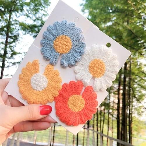 Korea Style New Design Childrens Hair Accessory Cute Wool Knitting Flower Hair Clip Little Girl Bangs Hairpin Kids Barrette