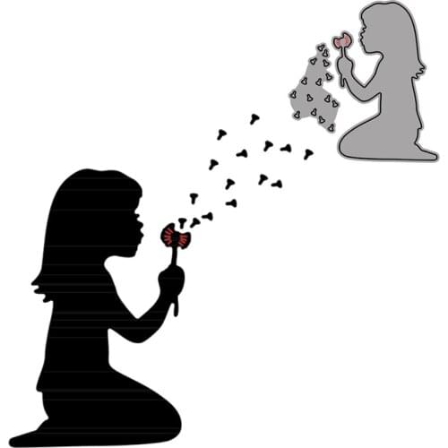 Girl Blowing Dandelion Decorative Embossing Papercard Crafts Die 2021 Diy Scrapbooking Album Paper Cards