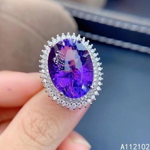 KJJEAXCMY fine jewelry 925 sterling silver inlaid natural Amethyst popular girl new ring support test Chinese style