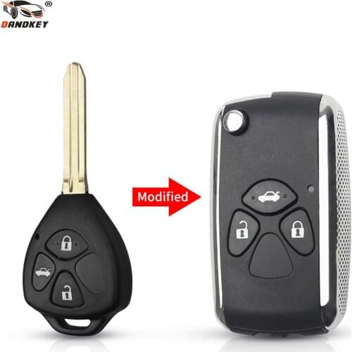 Dandkey 3 Buttons Flip Modified Remote Key Shell For Toyota Corolla RAV4 Yaris Prado Camry Crown Avalon TOY43 Car Accessories