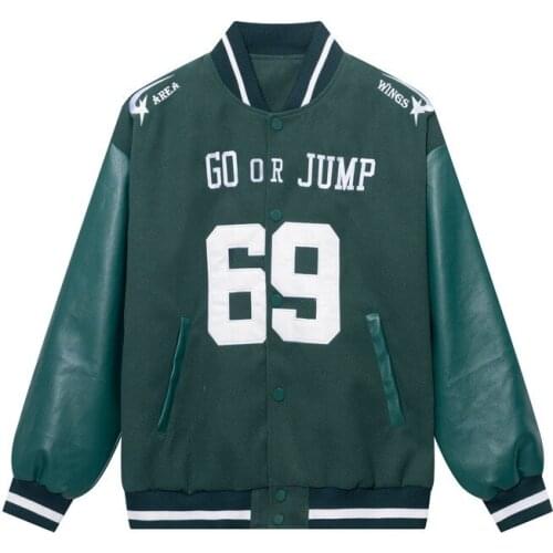 ERENEJIAN Couples Oversize Hip Hop Varsity Baseball Jacket With Letter Embroidery Fashion Unisex Letterman Outerwear Coat