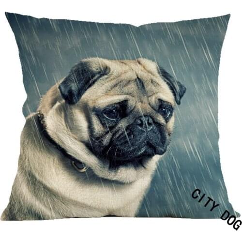 Pug Pet animal Painting art linen pillow case Cushion cover Hotel office bar car sofa pillow cushion covers