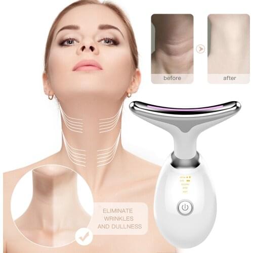 EMS Thermal Neck Lifting and Tighten Massager Electric Microcurrent Wrinkle Remover LED Photon Face Beauty Device for Woman