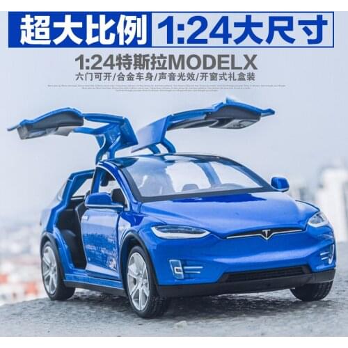 1:24 Large Size Simulation Tesla Alloy Model Gull-Wing Door Sports Car Car Model Children Metal Toy Car Boys Like To Collect