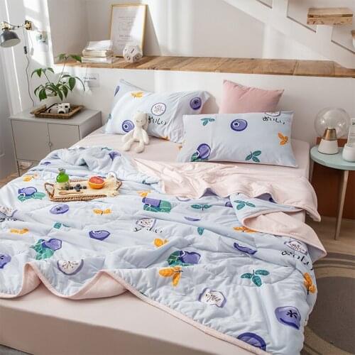 Soft Cotton Towel Blankets For Beds 4pcs Set Cartoon Style Summer Quilt Full Queen Quilt Sofa Bed Cover Children Bedspread Sheet
