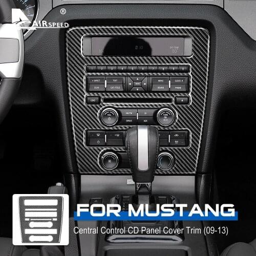 AIRSPEED Carbon Fiber for Ford Mustang 2009 2010 2011 2012 2013 Accessories Interior Trim Central Control CD Panel Cover Sticker